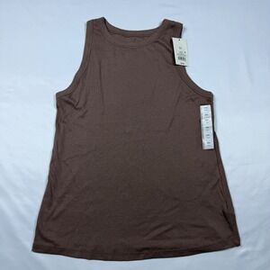 A New Day Womens XXL Brown Ribbed Knit Tank Top Cotton Modal Stretch G9E5G1